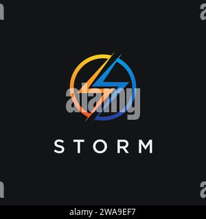 Letter S for storm logo icon vector template on black background Stock Vector