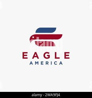 Abstract E letter for eagle logo icon vector template on white background, american eagle logo Stock Vector