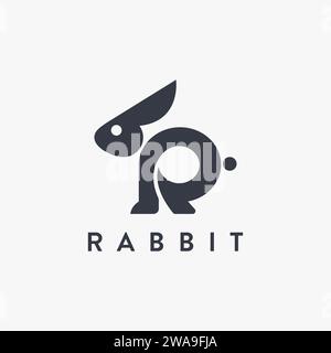 Abstract Letter R for Rabbit logo icon vector template on white background Stock Vector