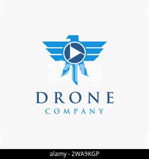 Eagle and camera shutter logo icon vector template on white background, aerial drone logo Stock Vector