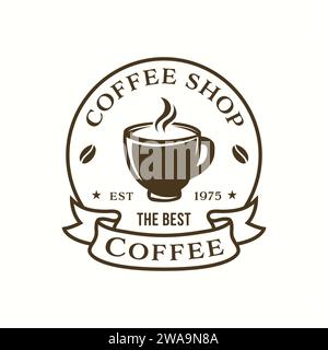 Coffee shop design template with coffee cups. modern vintage coffee shop logo Stock Vector