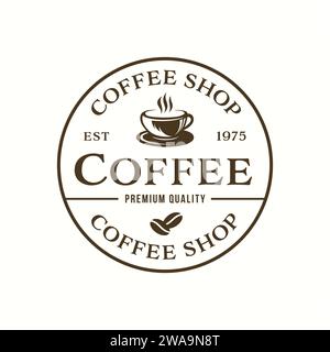 Coffee shop design template with coffee cups. modern vintage coffee shop logo Stock Vector