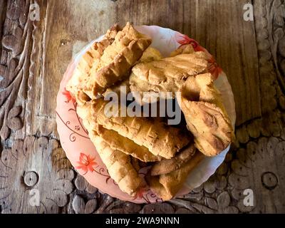 Ghwanzakhee home cooked deep fry pastry top view Stock Photo