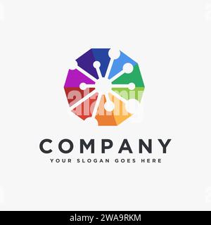 Modern abstract umbrella Link logo icon vector template on white background Stock Vector
