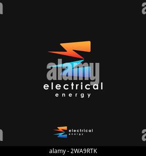Bolt Letter E for electrical logo icon vector template on black background Stock Vector