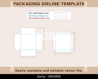 Box With Lid, Dieline Template Editable Vector File Stock Vector