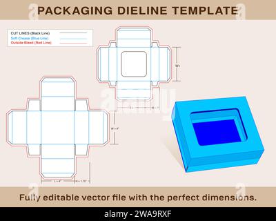 Cookie Box, Die line Template And 3d box Editable Vector File. Stock Vector