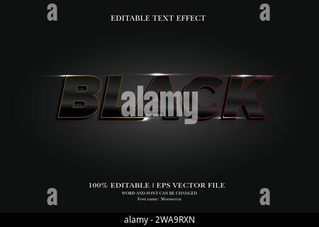 Editable 3d text effect styles mockup concept Black text Stock Vector