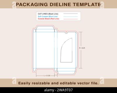Chocolate Box With window Dieline Template Editable Vector File. Stock Vector
