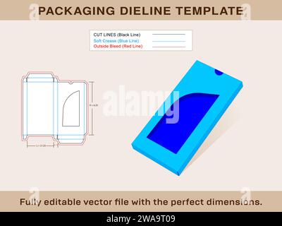 Chocolate Box With window Dieline Template and 3d box Editable Vector File. Stock Vector