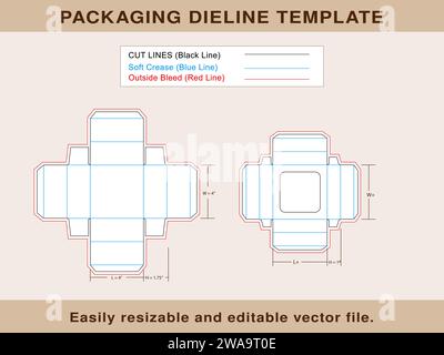 Cookie Box, Dieline Template Vector File, Editable Vector File. Stock Vector