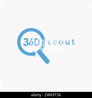 360 degrees magnifying glass logo icon vector template on white background Stock Vector