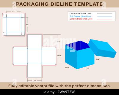 Explasion Box Dieline Template,Editable Vector File. Stock Vector