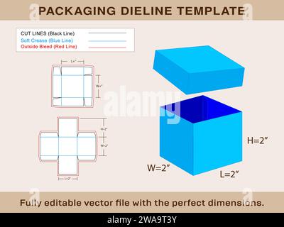 Explasion Box, Storage Box Dieline Template, Editable Vector File. Stock Vector