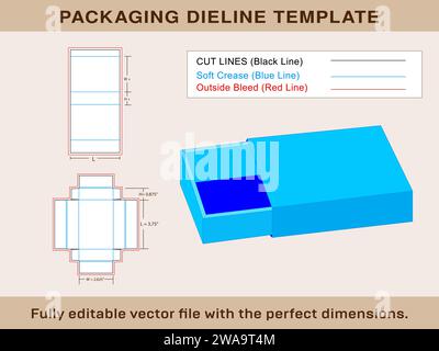 Fire Match Box, die line Template, Editable Vector File. Stock Vector