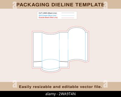French Fry Box, Party Favour Box Die line Template, Editable Vector File. Stock Vector