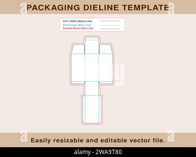 Gift Box Die line Template, Editable Vector File. Stock Vector