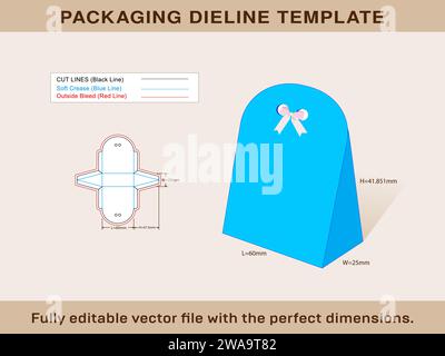 Gift Bag Party Favor Box Dieline Template, Editable Vector File. Stock Vector