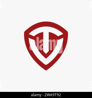 Shield letter TV logo, letter VT logo icon on white background Stock Vector