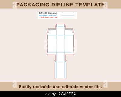 Gift Box, Box With Lid, Die line Template, Editable Vector File. Stock Vector