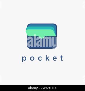 Modern abstract flat color pocket logo icon vector template on white background Stock Vector