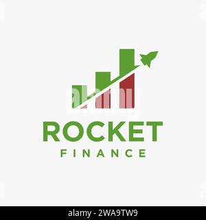 Fast rocket growth finance logo icon vector template on white background Stock Vector