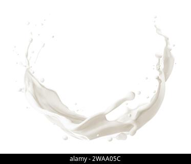 Curve milk splash isolated on white background Stock Photo