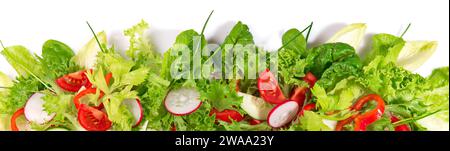Mixed Salad Panorama isolated on white Background Stock Photo