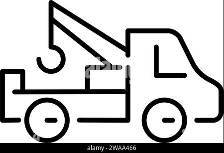 Tow away truck. Rental car roadside assistance service. Pixel perfect icon Stock Vector
