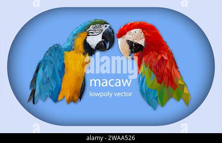 Polygon Graphics two bird macaw parrot vector illustration Stock Vector