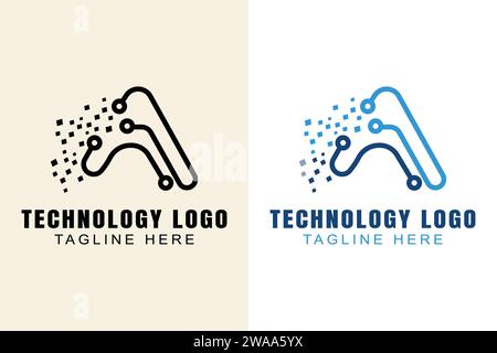 technology logo. letters abstract logo A. monogram logo concept. simple design editable Stock Vector