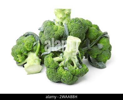 Pile of fresh raw green broccoli isolated on white Stock Photo