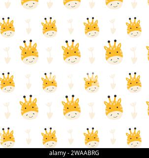 cute giraffe kids pattern in cartoon style. Vector illustration isolated.  Stock Vector