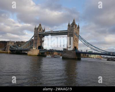 View of Tower Bridge from Queens Walk, London Stock Photo