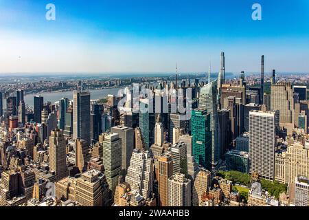 New York, USA; June 1, 2023: Photo of the skyscrapers of the Big Apple, as seen from the observation deck of the Empire State Building. Stock Photo