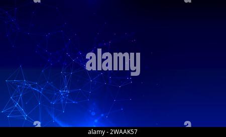 Abstract blue space polygonal background with connection lines and dots for technology. 3D representation. Stock Photo