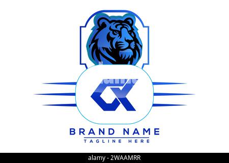 Tiger CX Blue logo Design. Vector logo design for business. Stock Vector