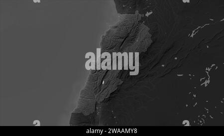 Lebanon highlighted on a elevation map colored in sepia tones with ...