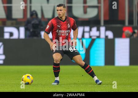 Milan, Italy. 02nd Jan, 2024. January 2 2024 Milan - Italy - sport, soccer - Milan vs Cagliari Italian Cup 2023/2024 - G. Meazza Stadium - In the picture: Simic a.c. milan Credit: Kines Milano/Alamy Live News Stock Photo