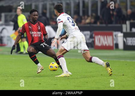 Milan, Italy. 02nd Jan, 2024. January 2 2024 Milan - Italy - sport, soccer - Milan vs Cagliari Italian Cup 2023/2024 - Chaka Traore' (70 AC Milan) Credit: Kines Milano/Alamy Live News Stock Photo