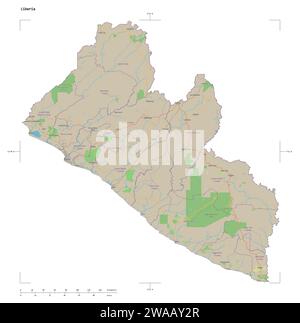 Shape of Liberia with its capital isolated on a solid color background ...