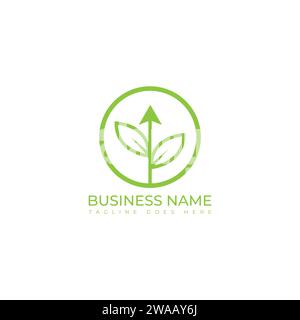 Graphic finance with leaf logo vector image. Eco Green Leaf Investing Business Financial Bar Chart Logo Vector. Business financial logo template leaf Stock Vector