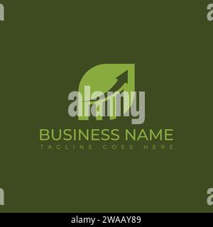 Graphic finance with leaf logo vector image. Eco Green Leaf Investing Business Financial Bar Chart Logo Vector. Business financial logo template leaf Stock Vector