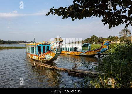 Dragon Boat on the perfume river in Hue Vietnam Stock Photo