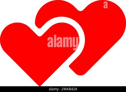 Two hearts icon symbol. Couple valentines day. Flat vector illustration Stock Vector