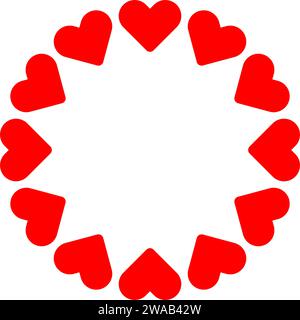 Round pattern of Heart shape frame. Flat vector illustration Stock Vector