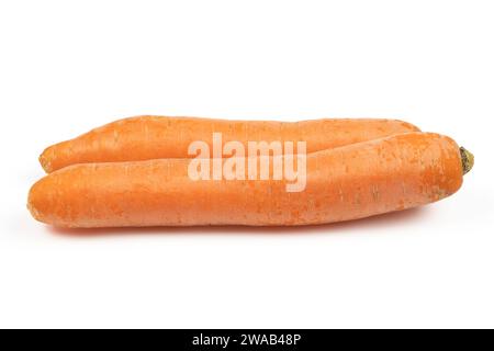 two whole carrots, close-up, isolated on a white background Stock Photo