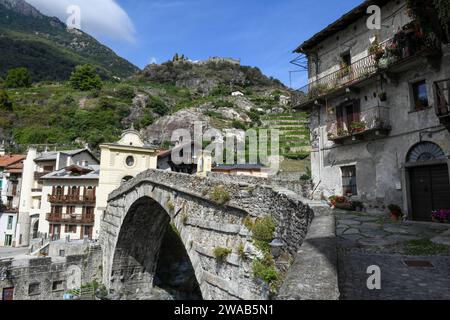 Pont Saint Martin, Italy - 17 September 2023: view at the village of Pont Saint Martin on Aosta valley in Italy Stock Photo