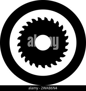 Round knife millstone circular saw disc icon in circle round black color vector illustration image solid outline style simple Stock Vector