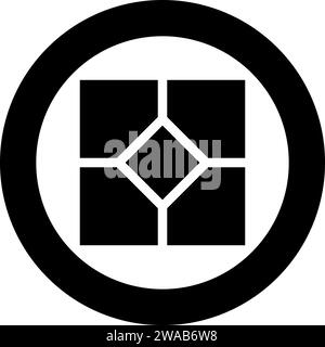 Ceramic tile paving slab icon in circle round black color vector illustration image solid outline style simple Stock Vector